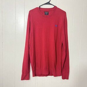 Abercrombie Fitch Sweater Mens Red Solid  Long Sleeve Wool Blend Size XL